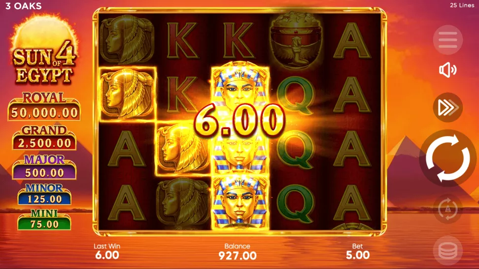 Приклад виграшу у Sun of Egypt